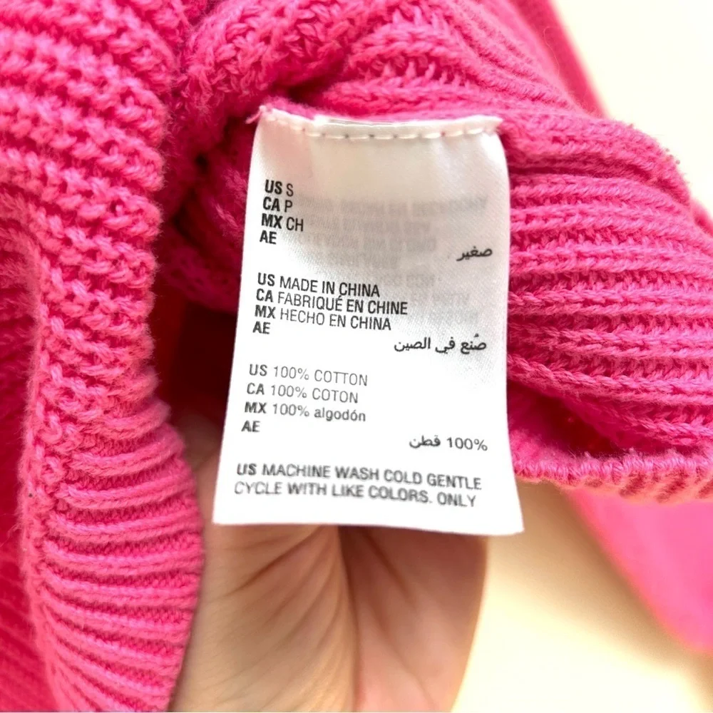 Bar III Cotton Colorblocked Mock-Neck Pink Orange Sweater, Size Small